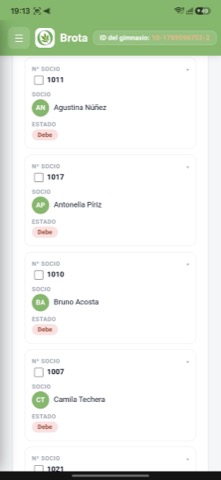 Panel del dueño: lista de socios que deben